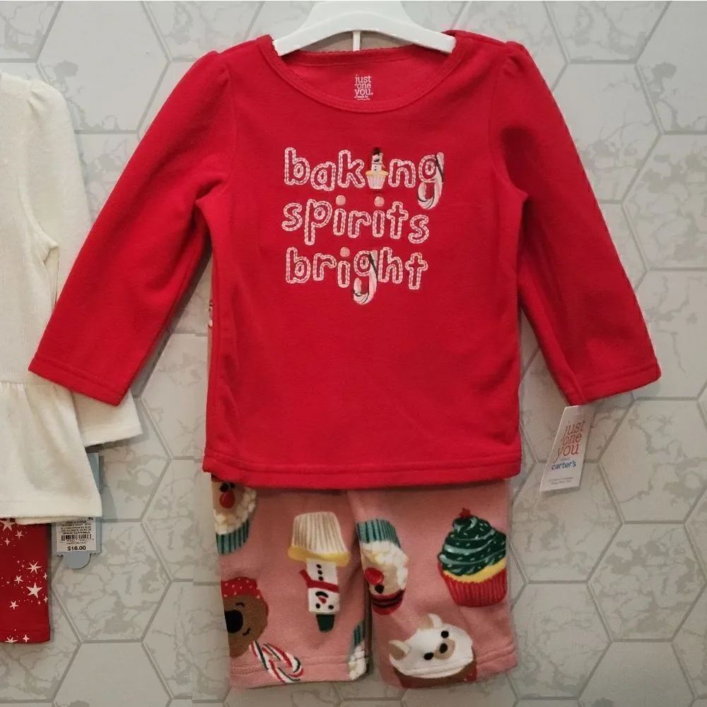 New Carter's Christmas Cupcakes Pajama Set